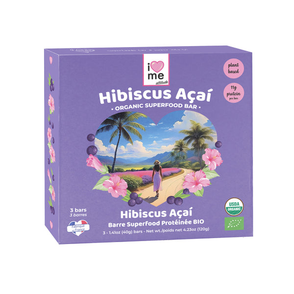 Barre Hibiscus Acai protéinée Bio | Snack Vegan | VracBio.com